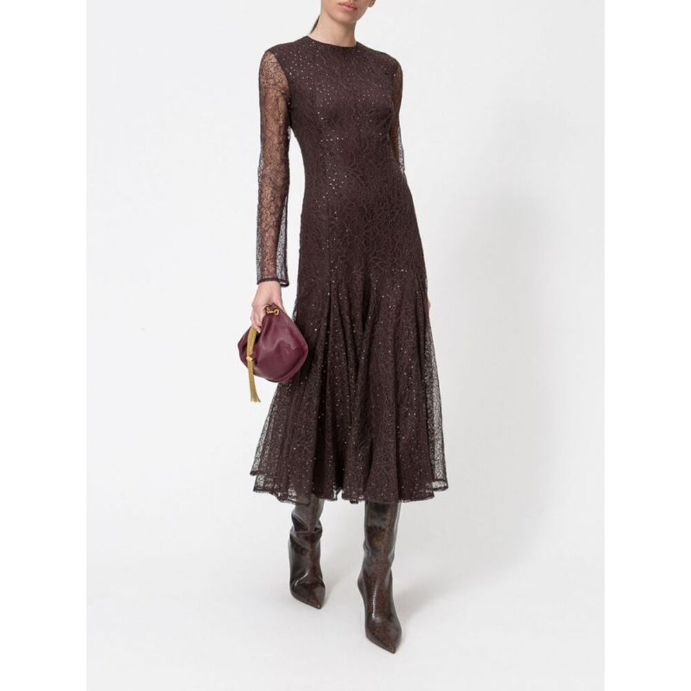 Twinset Women Sequin-Embroidered Lace Midi Ceremony Dress Twinset